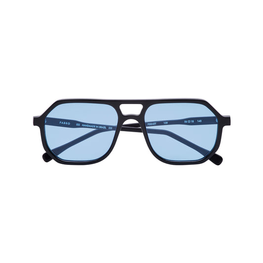 Óculos de sol Fernet // Cor 109 // Preto// Frontal polido e haste fosca com Lente Cosmética Azul
